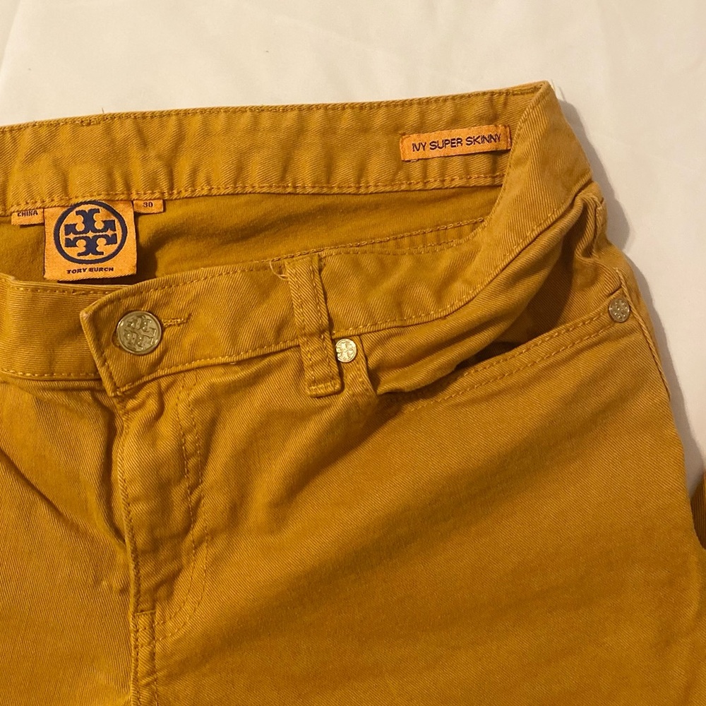 Yellow Tory Burch Straight Leg Jeans 👖 Size 30 - Picture 3 of 8